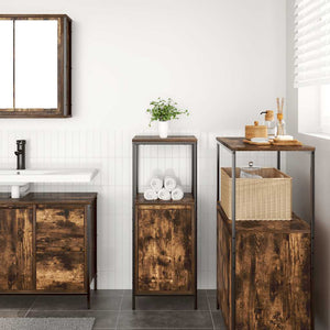 Badschrank Räuchereiche mit Regalen, 95 cm