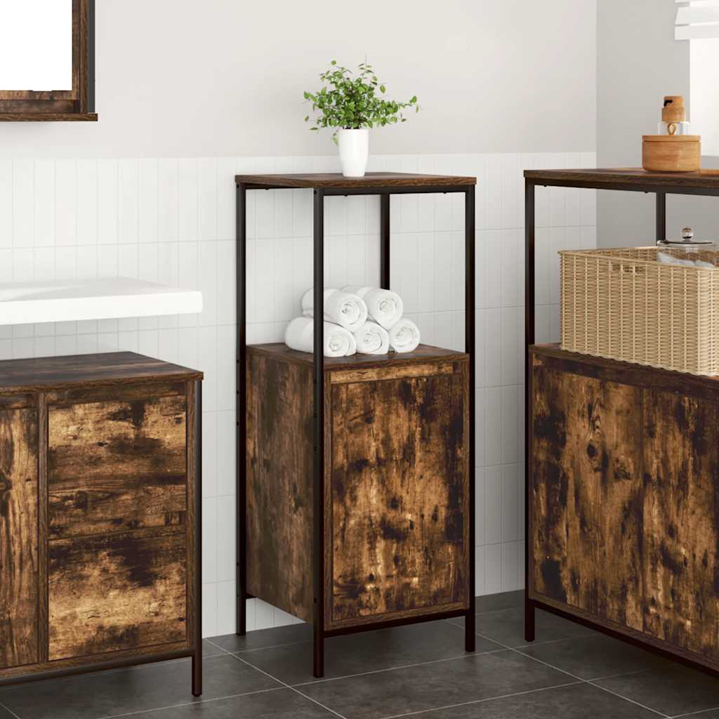 Badschrank Räuchereiche mit Regalen, 95 cm