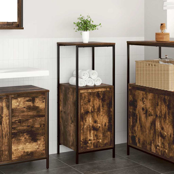 Badschrank Räuchereiche mit Regalen, 95 cm