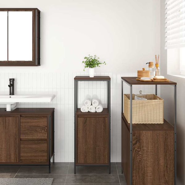 Badschrank mit Regalen, Eichen-Optik
