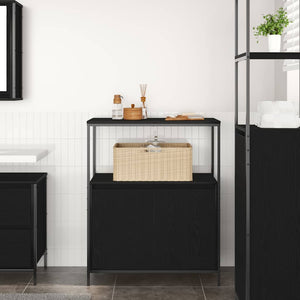 Badschrank mit Regalen, Schwarz Eichen-Optik