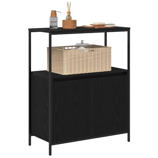 Badschrank mit Regalen, Schwarz Eichen-Optik