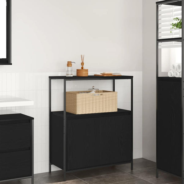 Badschrank mit Regalen, Schwarz Eichen-Optik