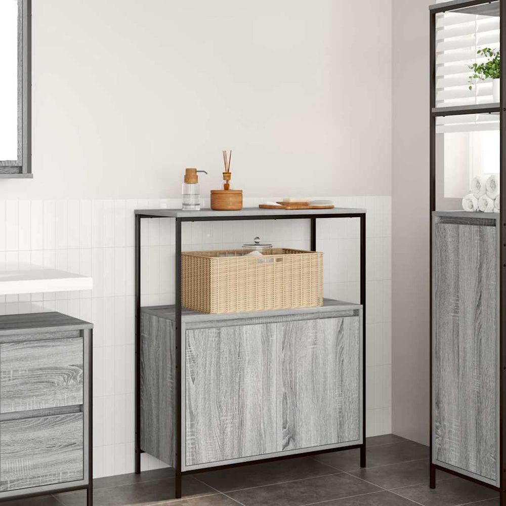 vidaXL Armoire de salle de bain avec étagères Gris Sonoma 76,5x35x95 cm