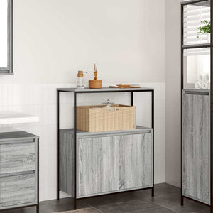 Badschrank Grau Sonoma mit Regalen 95 cm