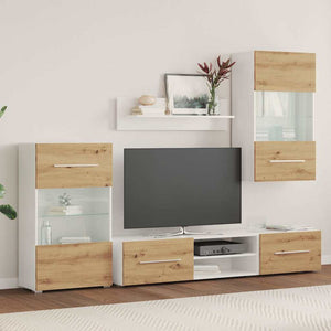 5-tlg. Wohnwand mit LED Artisan-Eiche