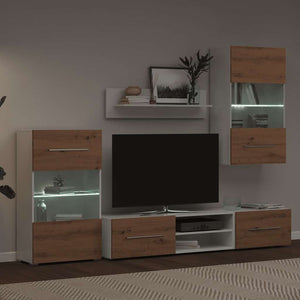 5-tlg. Wohnwand mit LED Artisan-Eiche