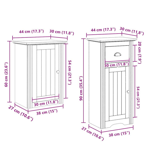 4-tlg. Badmöbel-Set Grau Kiefer Massivholz