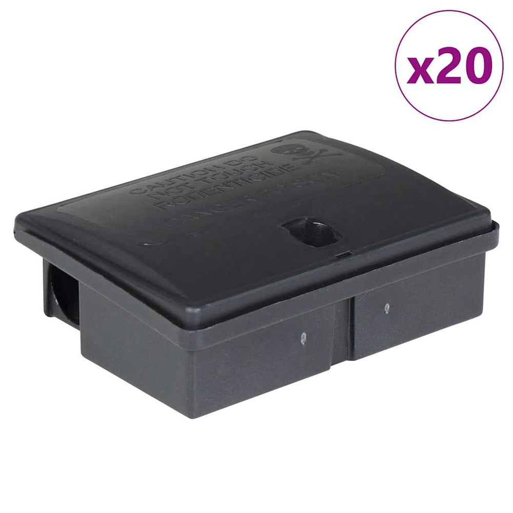 vidaXL Mouse Traps 20 pcs Black 13x10x4 cm