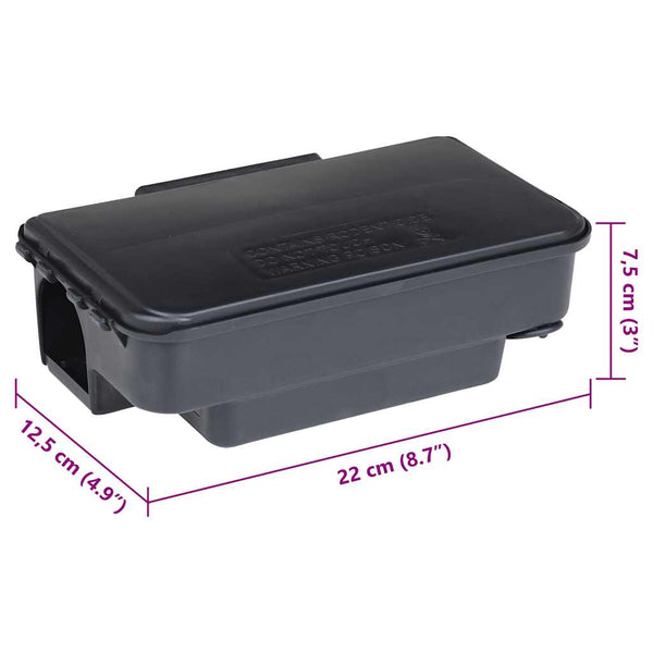 vidaXL Pièges à souris 12 pcs Noir 22x12,5x7,5 cm