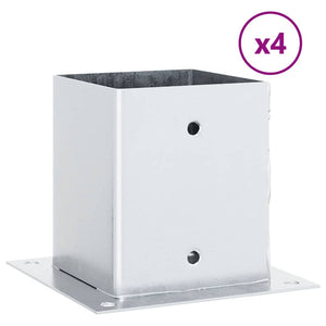 Quadratische Pfostenträger Silber 121x121mm, 4er-Set