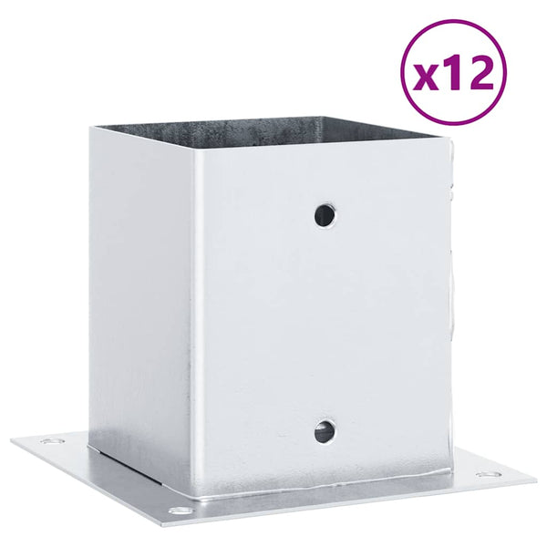 Quadratische Pfostenträger 121x121mm, 12er Set, verzinkt
