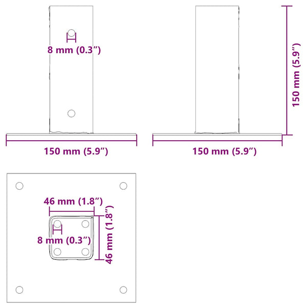 Quadratische Pfostenträger 46x46mm, 12 Stk.