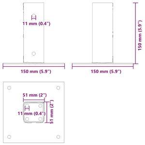 Quadratische Pfostenträger 51x51 mm, 4er-Set