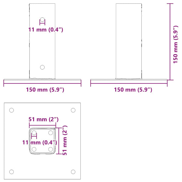 Quadratische Pfostenträger 51x51mm, 12 Stk.