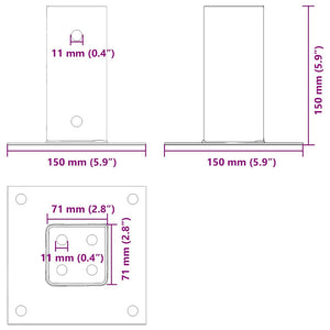Quadratische Pfostenträger 71x71mm, 12er Set