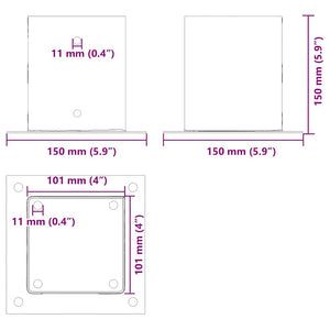 Quadratische Pfostenträger 101x101mm, 4er-Set
