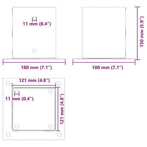 Quadratische Pfostenträger 121x121mm, 12 Stk.