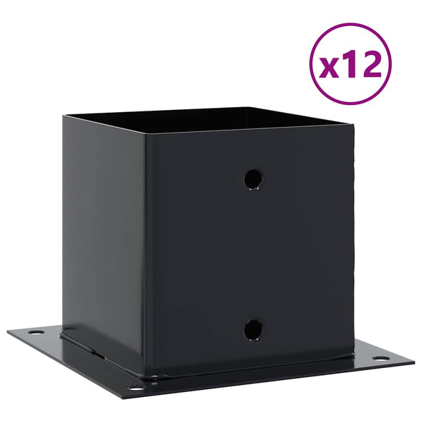 vidaXL Supports de poteaux carrés 12 pcs 141x141 mm acier thermolaqué