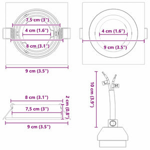 Spotlight 6er Set Silber 9x9x2 cm Aluminium