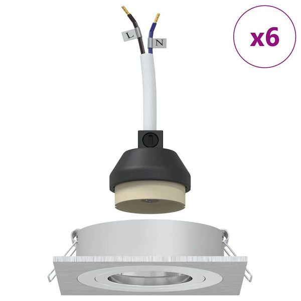Spotlight 6er Set Silber 9x9x2 cm Aluminium