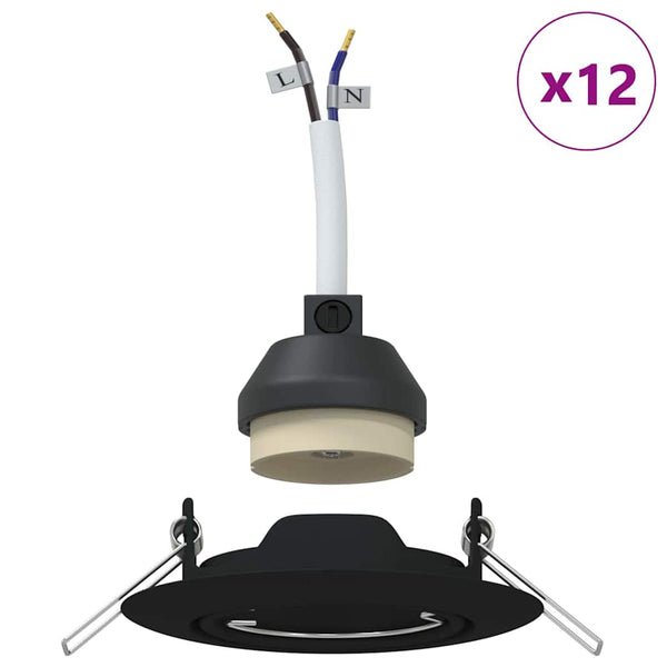Spotlight Schwarz 12er Set 9x9x2,5cm Metall