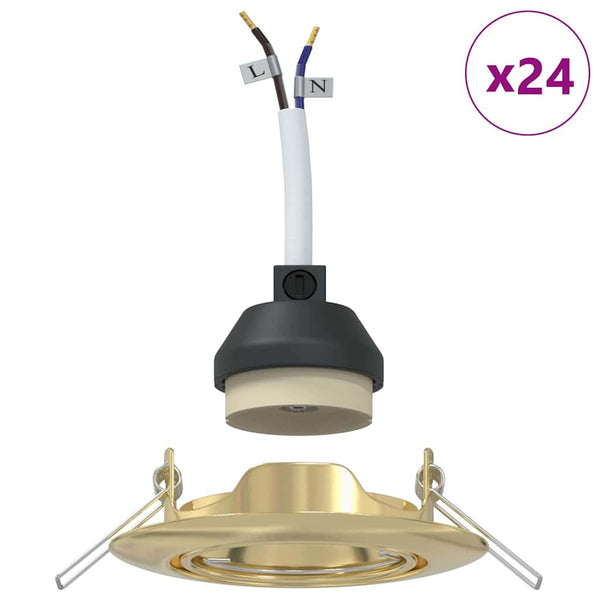 vidaXL Spot lumineux 24 pcs Or 9 x 9 x 2,5 cm Métal