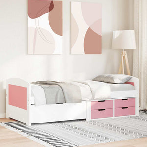 vidaXL Day Bed with 5 Drawers without Mattress White Pink 90x200cm