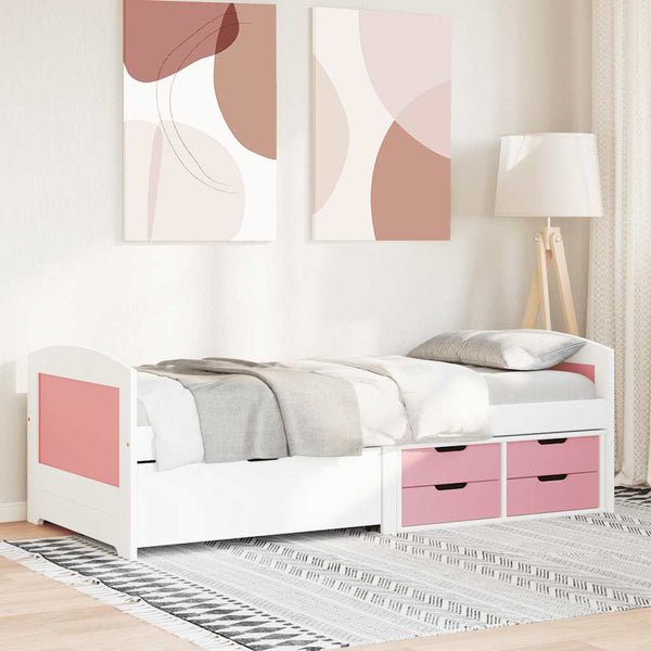 vidaXL Day Bed with 5 Drawers without Mattress White Pink 90x200cm