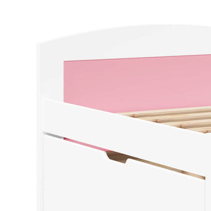 vidaXL Day Bed with 5 Drawers without Mattress White Pink 90x200cm