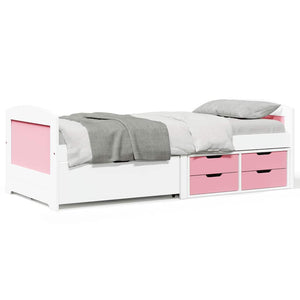 vidaXL Day Bed with 5 Drawers without Mattress White Pink 90x200cm