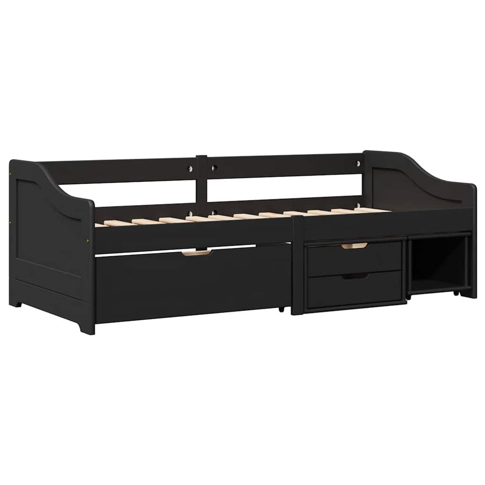 vidaXL Daybed with 3 Drawers without Mattress IRUN Black 90x200cm