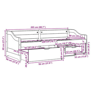 Tagesbett IRUN Schwarz 90x200cm