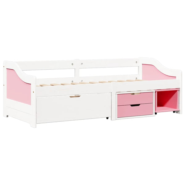 Tagesbett 90x200cm mit Schubladen Weiß Rosa