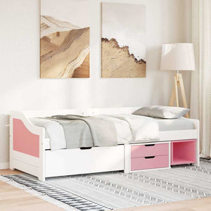 Tagesbett 90x200cm mit Schubladen Weiß Rosa