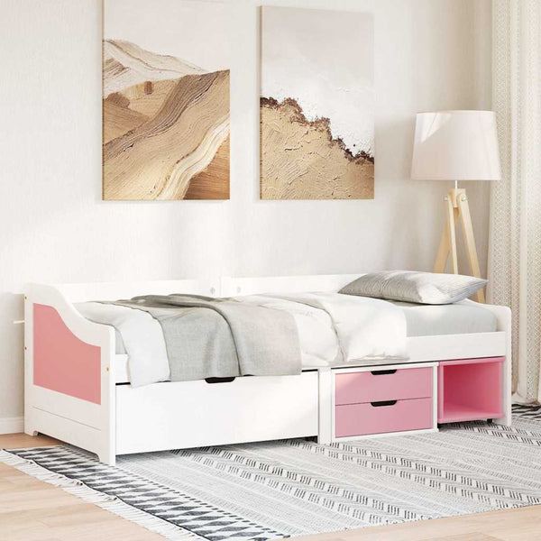 Tagesbett 90x200cm mit Schubladen Weiß Rosa