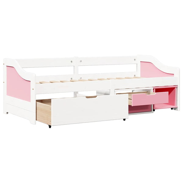 Tagesbett 90x200cm mit Schubladen Weiß Rosa