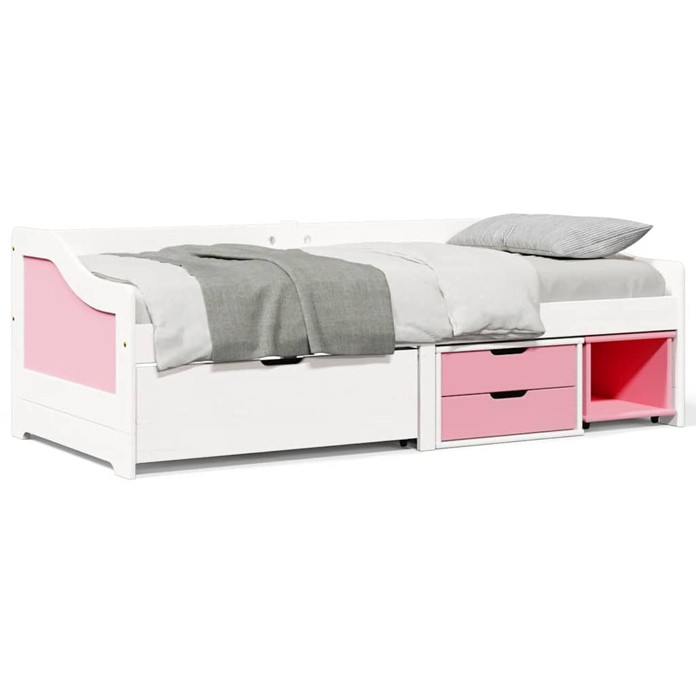 Tagesbett 90x200cm mit Schubladen Weiß Rosa