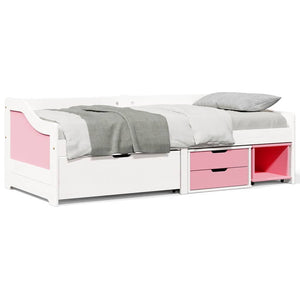 Tagesbett 90x200cm mit Schubladen Weiß Rosa