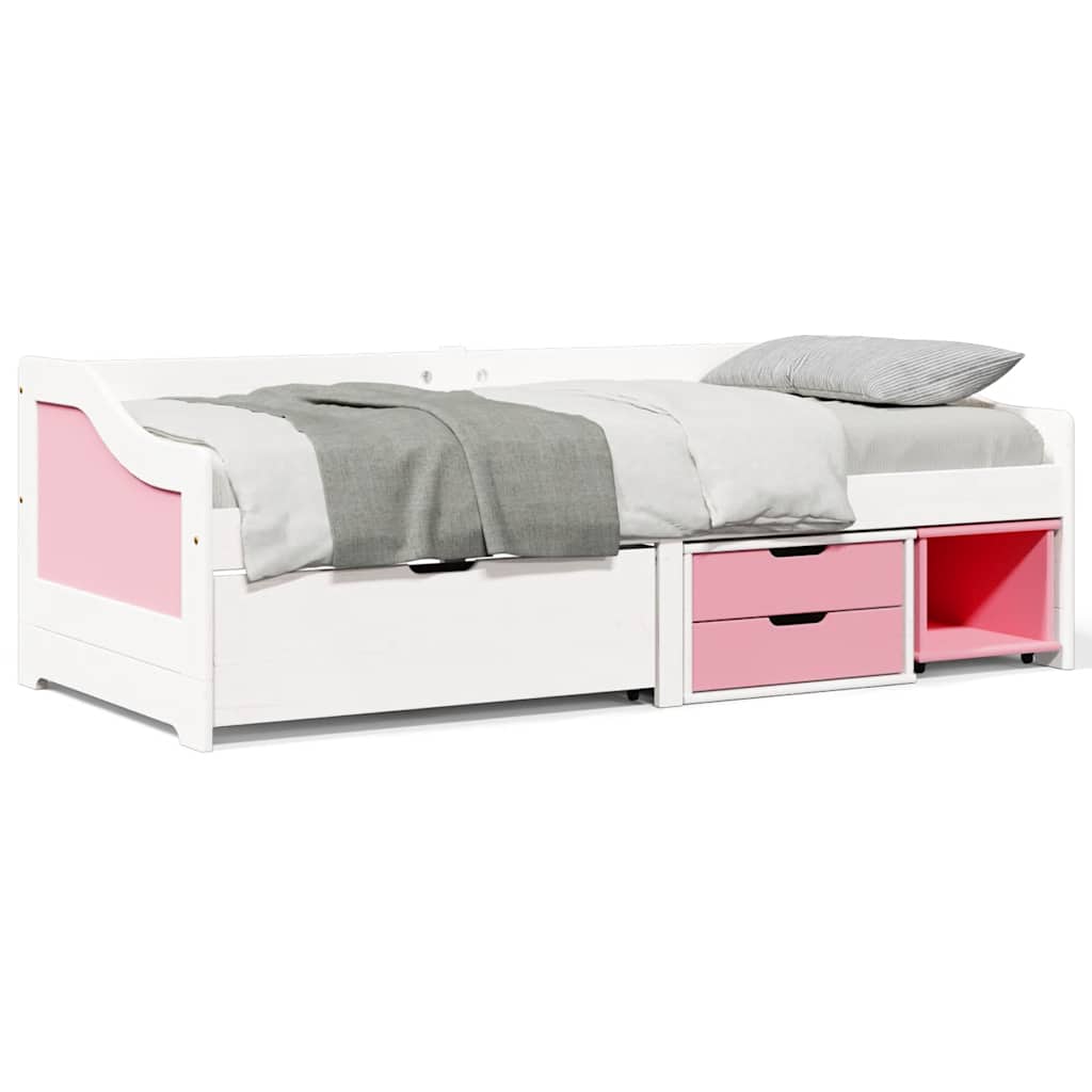 Tagesbett 90x200cm mit Schubladen Weiß Rosa