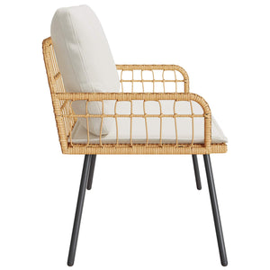 Gartenbank Natur mit Kissen Stahl 114cm