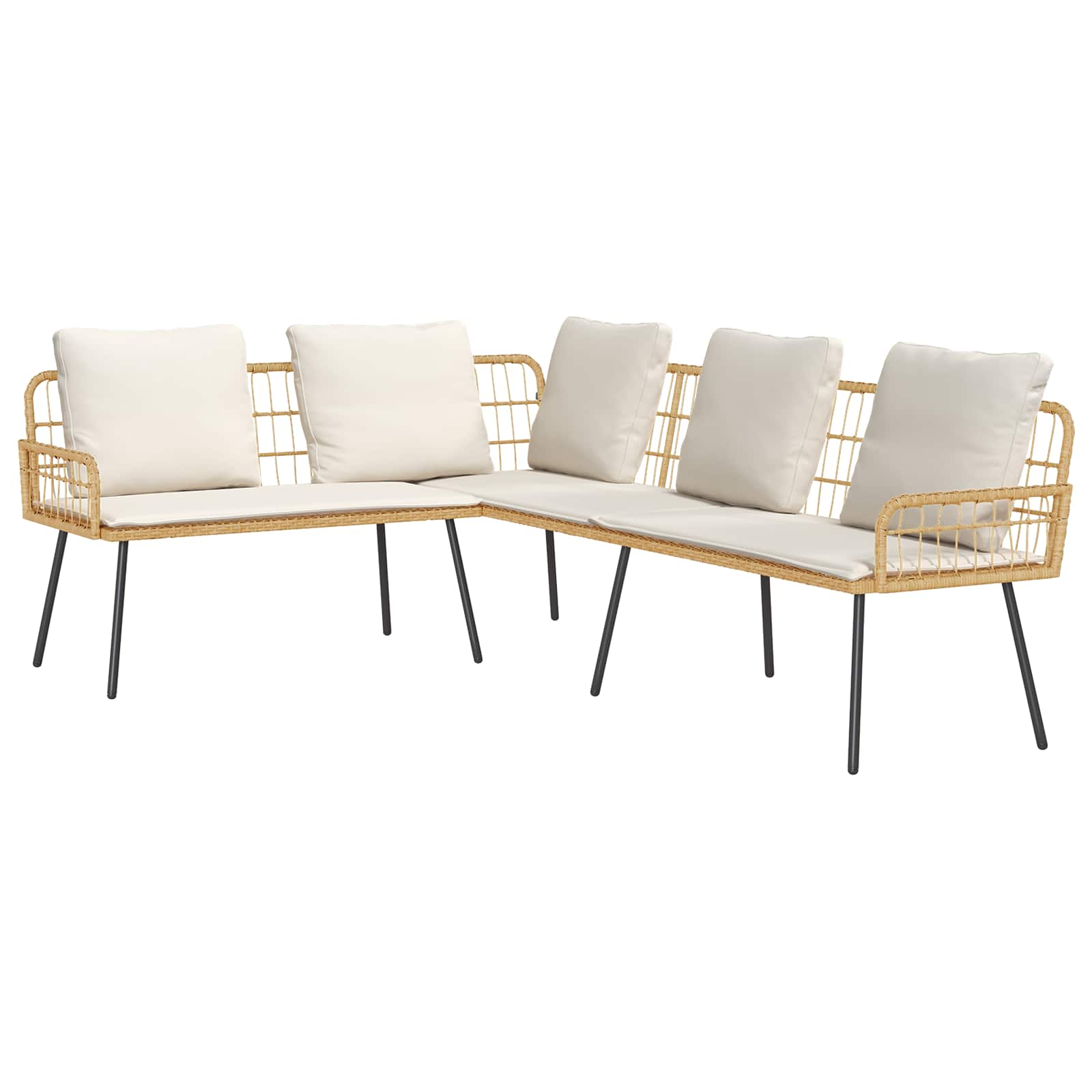 Gartensofa mit Kissen, Natur, 173x231x90cm