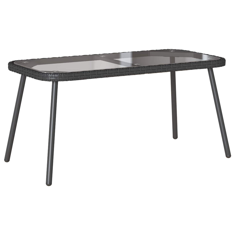 Schwarzer Poly Rattan Couchtisch 90x45cm
