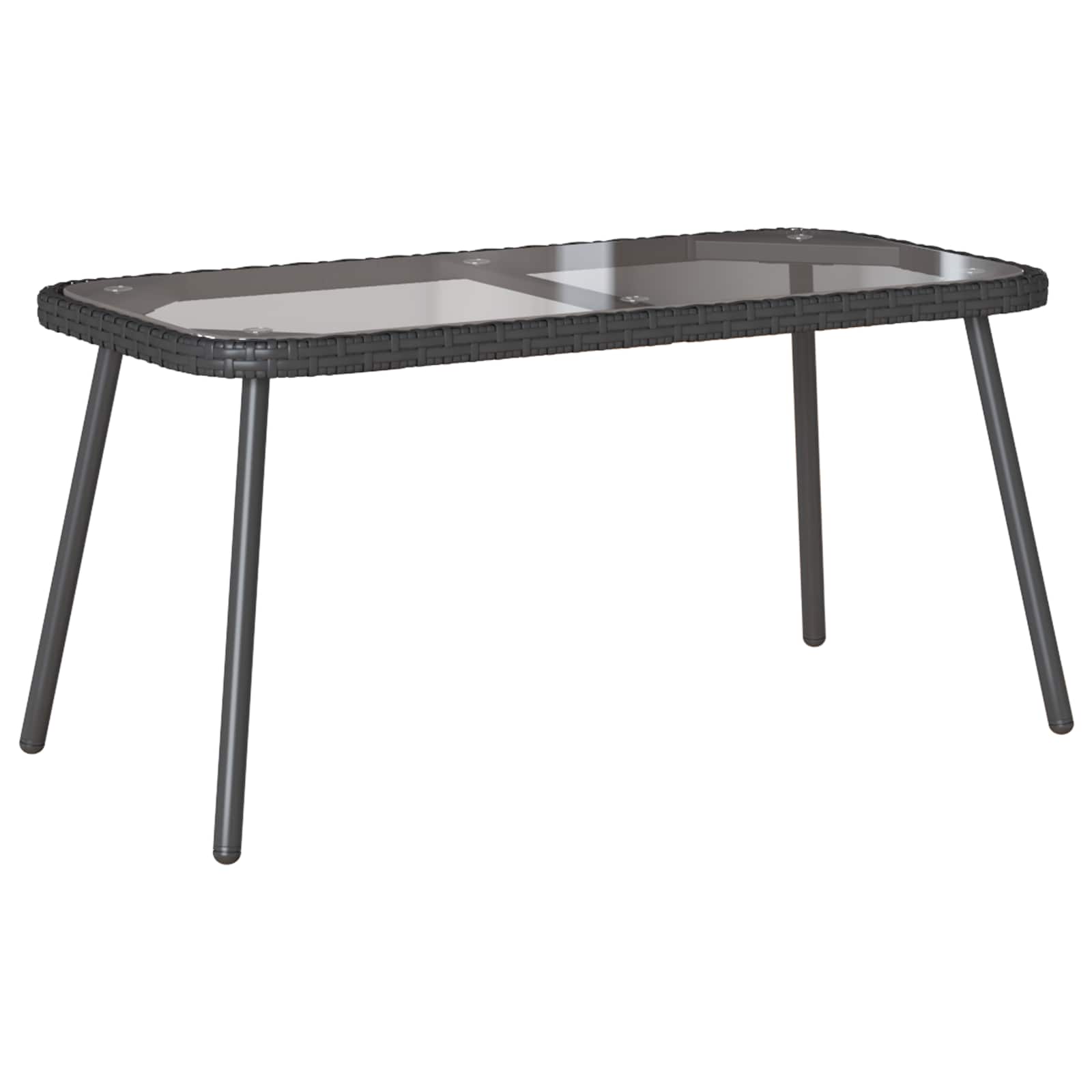 Schwarzer Poly Rattan Couchtisch 90x45cm