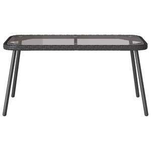Schwarzer Poly Rattan Couchtisch 90x45cm