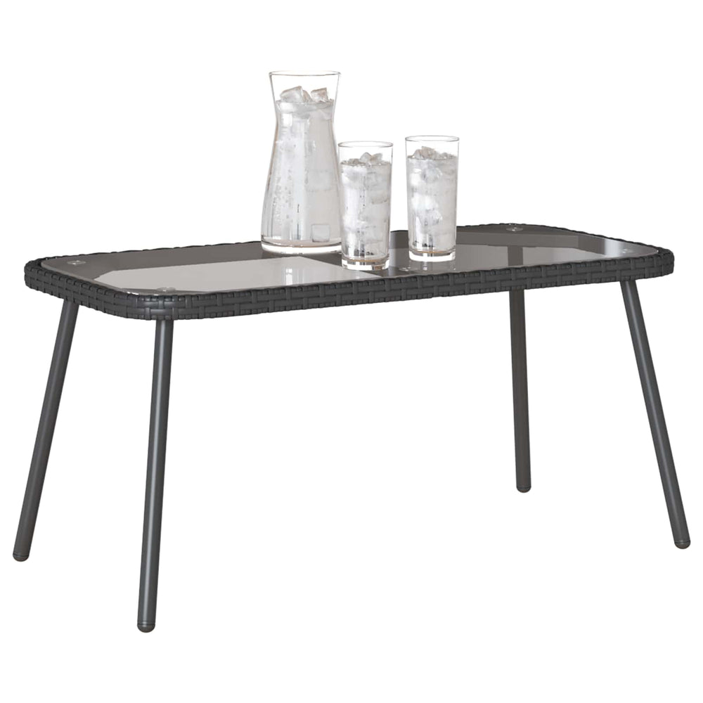 Schwarzer Poly Rattan Couchtisch 90x45cm
