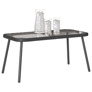 Schwarzer Poly Rattan Couchtisch 90x45cm