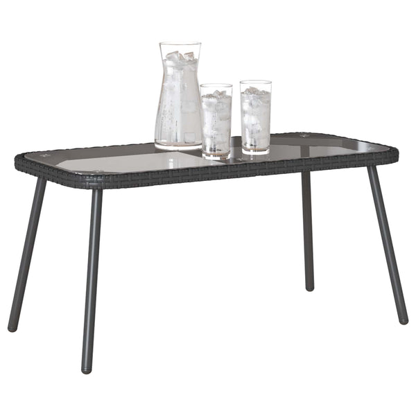Schwarzer Poly Rattan Couchtisch 90x45cm