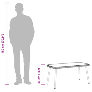 Schwarzer Poly Rattan Couchtisch 90x45cm