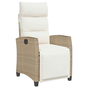 Verstellbarer Gartensessel mit Beistelltisch, Beige